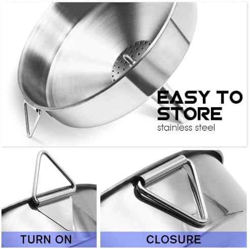 Stainless Steel Large Funnel, 7.9 Inch with Detachable Strainer for