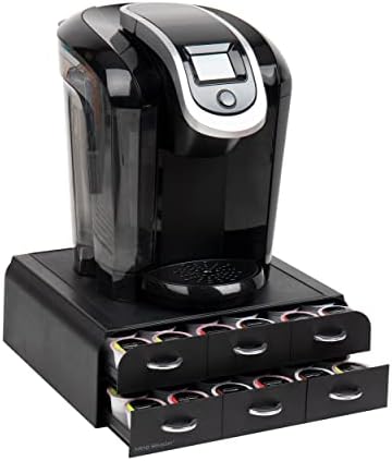Mind Reader 72 Pod Coffee Drawer Organizer, 2 Tier Storage for Single Serve Pods, Coffee Machine Base, Countertop Pod Holder, Black