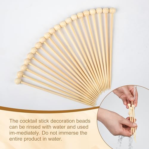 300Pcs Fancy Toothpicks for Appetizers,4.7Inch Wooden Ball Cocktail