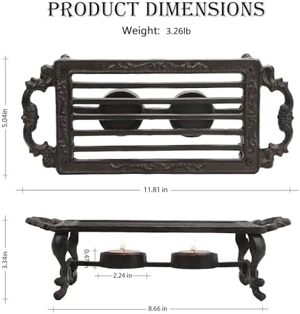 Cast Iron Teapot Warmer, Durable Tea Pot Warmer with 2 Tealight