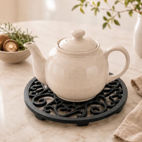 4 Pack Cast Iron Trivets for Hot Dishes 4.7 Inch Round Metal Trivet