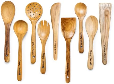 Simply Touch 9-Piece Natural Wood Kitchen Utensil Set