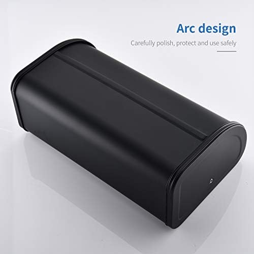 HILFA Stainless Steel Bread Box with Roll Up Lid, For Easy Kitchen Counter Storage, Bread Bin Holder,17.5X11.5X7.5 inch, Matte Black For Home and Kitchen