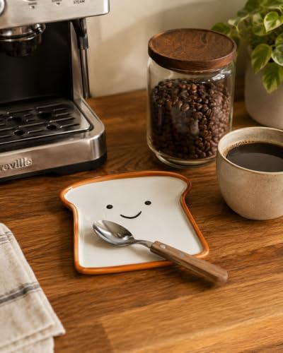 Cute Ceramic Spoon Rest for Stove Top, Toast Spoon Rest for Kitchen