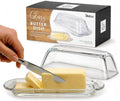 Kangaroo Clear Glass Butter Dish with Lid for Countertop &