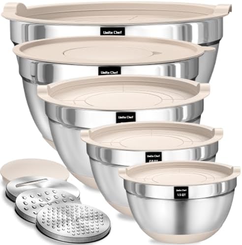 Umite Chef 8PCS Stainless Steel Mixing Bowls with Lids