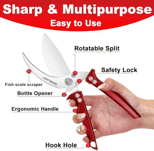 Heavy Duty Poultry Scissors - All Purpose Kitchen Shears for Chicken