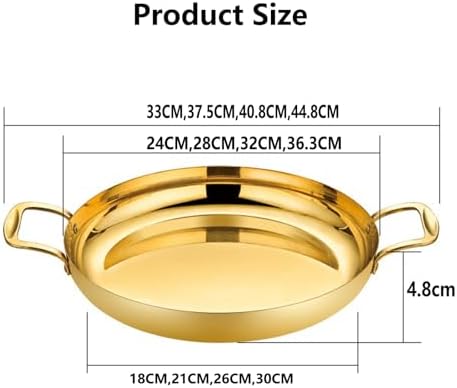 Paella Pan Gold Stainless Steel Skillet Pan Large
