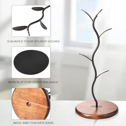 Coffee Mug Holder with 4 Hooks Cup Rack Stand for Countertop Mug Tree