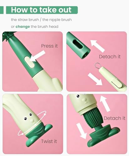 Ariseno 5-in-1 Baby Bottle Brush Set, Bottle Brush for Baby, Baby