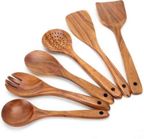 6-Piece Natural Teak Wood Cooking Utensil Set