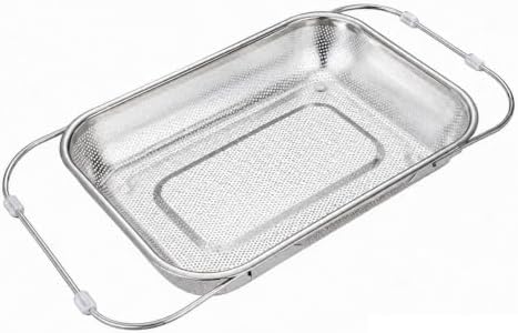 Adjustable Over‐the‐Sink Colander Basket, Expandable Stainless Steel