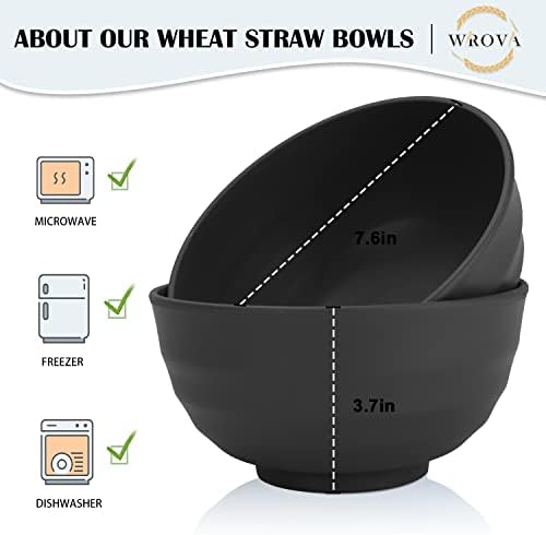 Wrova Wheat Straw Bowls Set 60 OZ Unbreakable Large Cereal Bowls Set