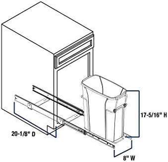 Knape & Vogt SBM9-1-20WH 20qt Pull-Out Trash Can