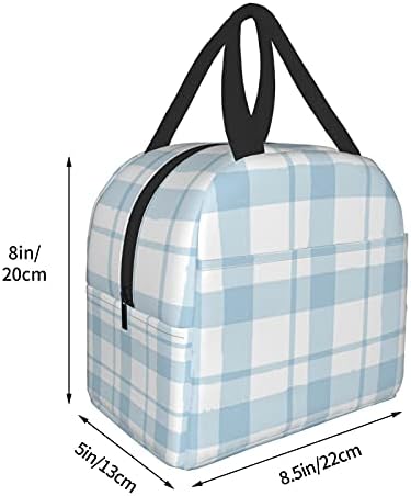 Plaid Blue Check Insulated Lunch Bag