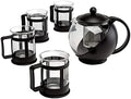 Primula Half Moon Teapot Set with 4 Tea Cups, Removable Stainless