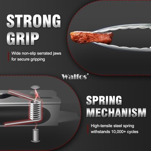 Food Grade Stainless Steel Kitchen Tongs for Cooking,BBQ - 7,9 and 12