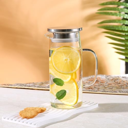 Glass Pitcher With Lid and Spout - Iced Tea and Beverage Pitcher for