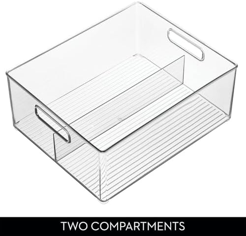 iDesign Divided Pantry Bin, Clear
