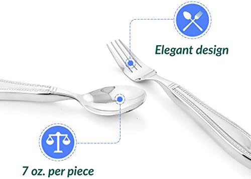 Weighted 7 oz Eating Utensils by Celley, 4pc Stainless Steel Knife