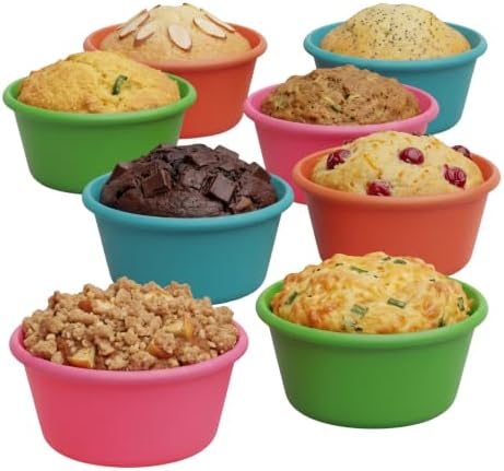 Bakerpan Silicone Reusable Muffin Liners for Baking, Non-Stick, Set of