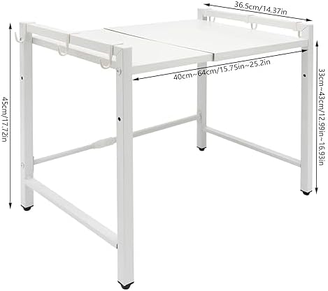 Extendable 2-Tier Microwave Oven Rack, White