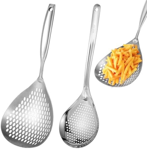 Skimmer Slotted Spoon, Large Size Spaghetti Spoon (2 Pcs)