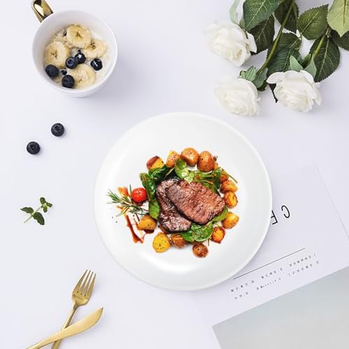 8 Pack 6 Inch White Ceramic Dessert Plates, Round