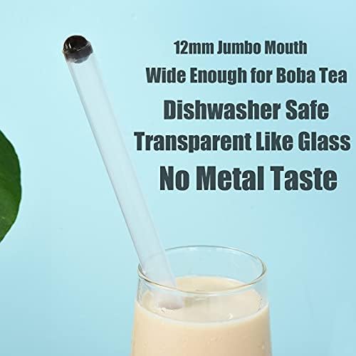 ALINK Reusable Clear Boba Straws, 10 in x 12 mm Jumbo Tritan Hard