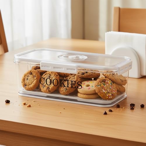 Cookie Jar with Airtight Lid,Bread Box for Kitchen Countertop,Time