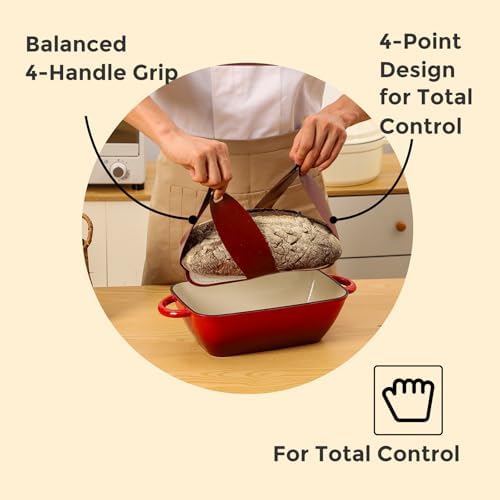 Silicone Bread Sling Set, 4 Handles, Round and Oval
