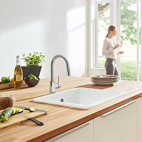 GROHE Concetto Pull-Down Bar Faucet with Sprayer, Starlight Chrome