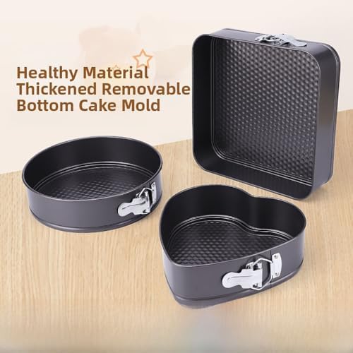3pcs Set Detachable Cheesecake Mold Metallic Carbon Steel Leakproof