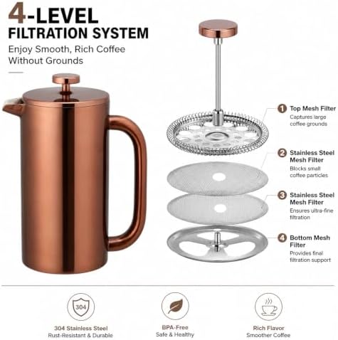 8-Cup 32-Ounce Double-Wall Stainless Steel French Press