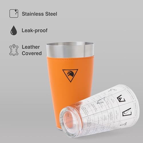 Glass Boston Cocktail Shaker - 15 oz & 27 oz - 28x10cm - Orange