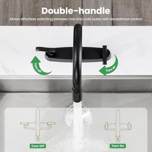 Matte Black 8-Inch 2-Handle Kitchen Faucet