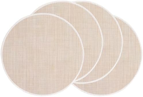 Beige Placemats Set of 4, 15 Inch Round for Kitchen & Dining Room