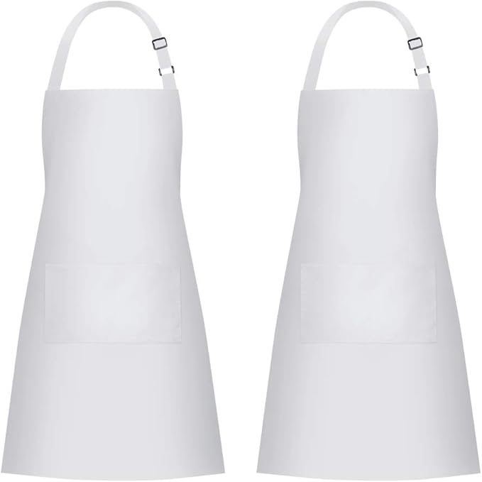 Jubatus 2 Pack Bib Aprons with 2 Pockets Cooking Chef Kitchen Apron by Jubatus