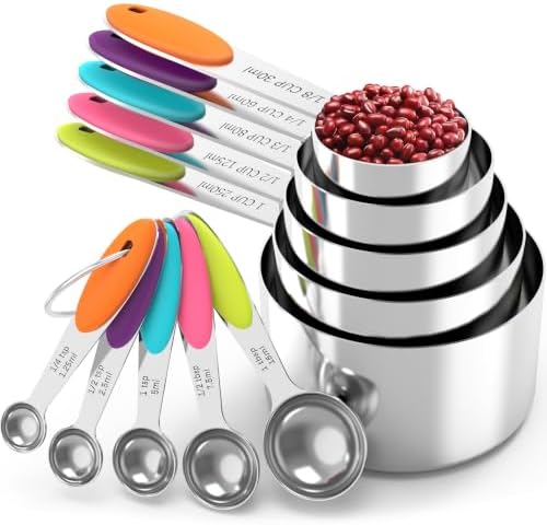 TILUCK Nesting Measuring Cups and Spoons Set, Stainless Steel with