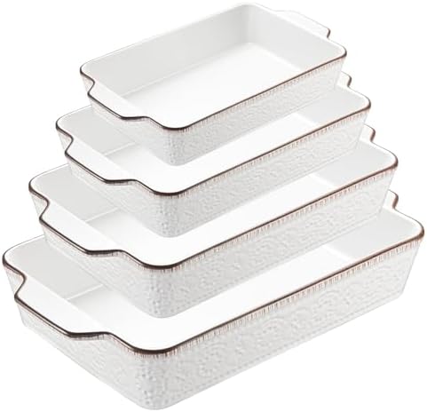 ONEMORE Ceramic Casserole Dish Set of 4, White