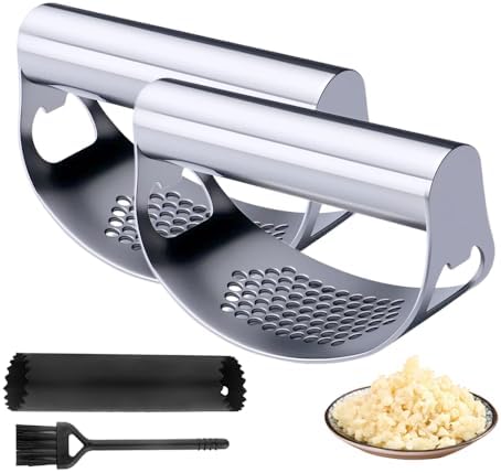 Stainless Steel Garlic Press with Peeler (2)