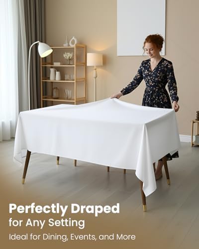 Utopia Kitchen Rectangle Table Cloth 2 Pack [60x102 Inches, White]