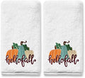 Cotton Embroidered Pumpkin Kitchen Towel Set of 2 - Autumn