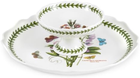 Portmeirion Botanic Garden Chip & Dip Set - 11" Round Platter & 5.5"