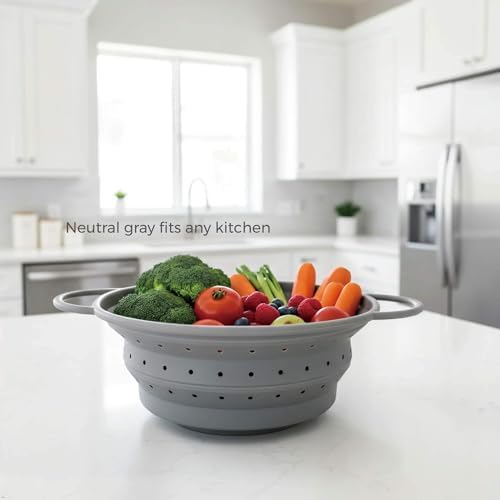 4‐Quart Silicone Collapsible Colander & Kitchen Collapsible Strainer