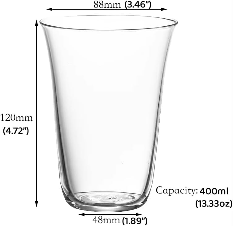 Thin Highball Glasses Set, Clear Glass Drinking Tumblers, 13.3oz