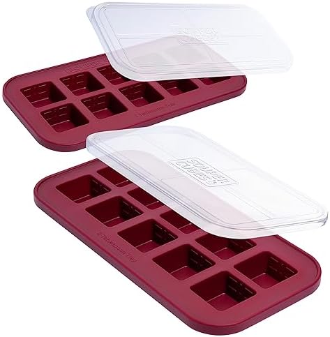 Souper Cubes 2 Tbsp Silicone Freezer Molds with Lids, Cranberry