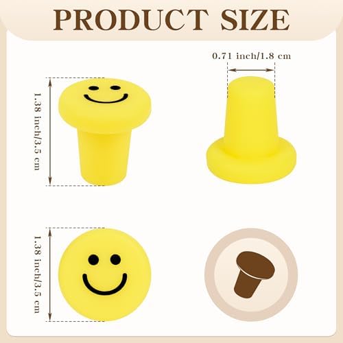 Doukado 3 Pcs Smiley Face Wine Stoppers, Leak-Proof Silicone Saver Set