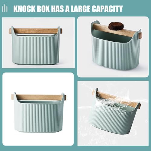 Knock Box with Beech Wood Lid Large Capacity 7.48X5.11X3.93 Inch