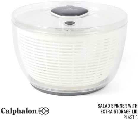 Calphalon Aero 6.3-Qt Salad Spinner & Vegetable Washer, Fruit Cleaning Bowl with Built-In Strainer Basket for Lettuce, Greens, Produce & Kitchen Meal Prep